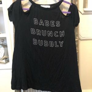 Babes brunch and bubbly off shoulder tank